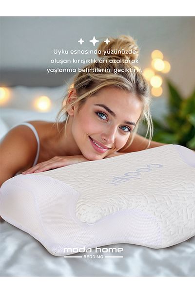 moda home bedding Visco Orthopedic Neck Support Cervical Pillow Beauty Pillow with Cooling Cold Fabric (White)