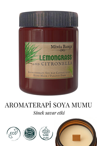 Minia Bahçe Bitki ve Sanat Atölyesi Limonotu & Citronella Yağı, Soya Mumu, 150gr