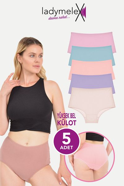 LadyMelex Chiloți de damă, slip cu talie înaltă în culori mixte, chiloți din bumbac moale și ușor, deschis moale
