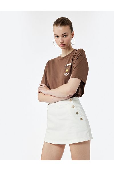 Koton Short Sleeve Crew Neck Snoopy Printed Licensed T-Shirt