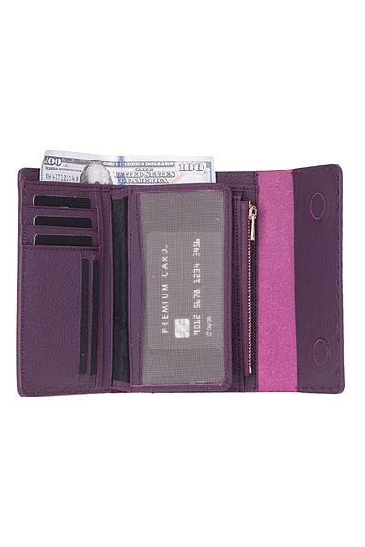 Lev Leather Women's Genuine Leather Wallet with 12 Card Slots, Coin Compartment, Magnetic Cover, Stylish Card Holder Wallet