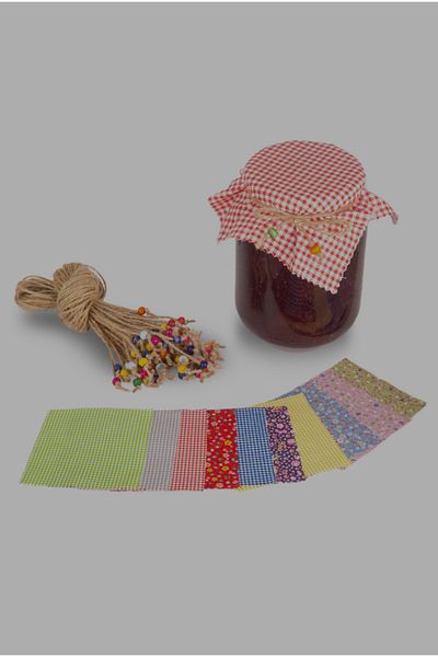 AdaEsintisi 50 Pieces of Crispy Floral & Sequined Mixed Jar Lid Cover and Beaded Fastening Rope