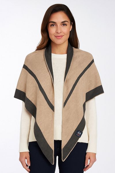 Sebir Moda Two-Color Striped Triangle Knitwear Shawl
