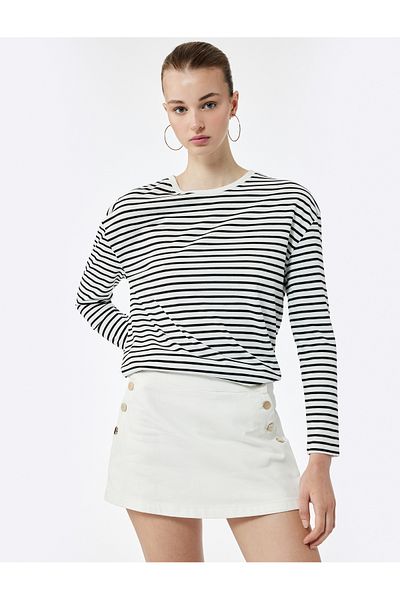 Koton Long Sleeve Crew Neck Striped T-Shirt