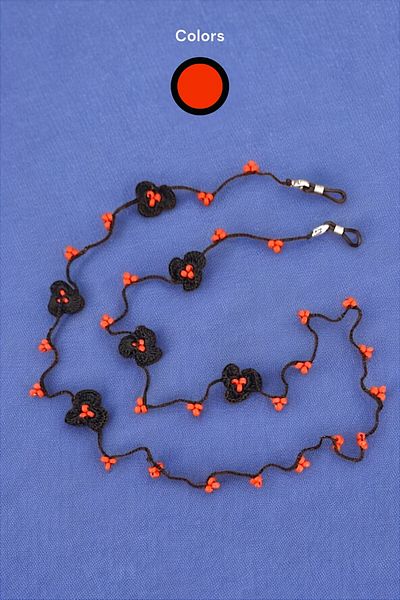 nftart.design Beads and Embroidered Flowers - Handmade Glasses String Strap