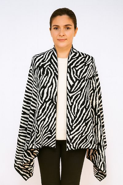 Sebir Moda Zebra Patterned Knitwear Shawl