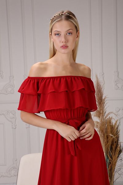 MACFLY Φόρεμα σιφόν με γιακά Carmen