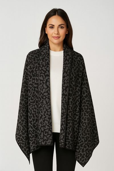 Sebir Moda Leopard Patterned Knitwear Shawl