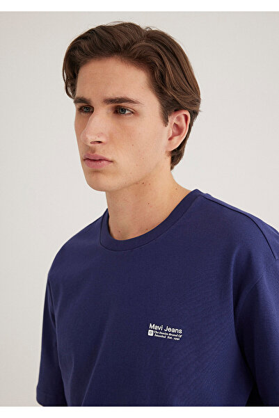 Mavi Μπλουζάκι με στάμπα τζιν Navy Blue Loose Fit / Loose Relaxed Fit 0612591...