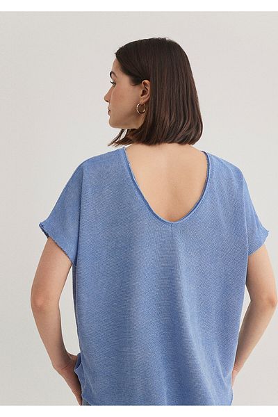 Mavi Tricou de bază albastru texturat, cu o formă lejeră 167311 -70853