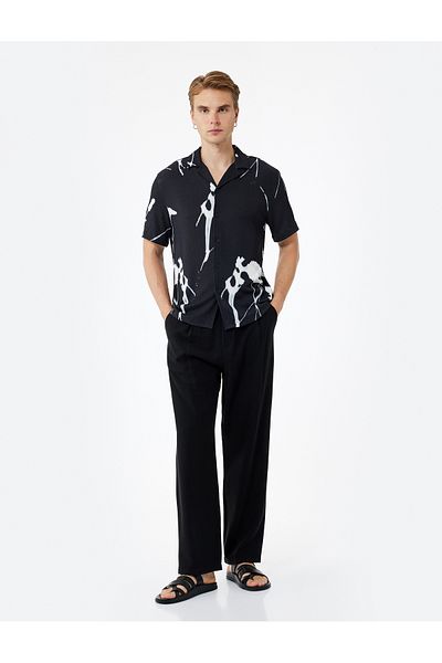 Koton Regular Fit Short Sleeve Turn-Down Collar Patterned Shirt