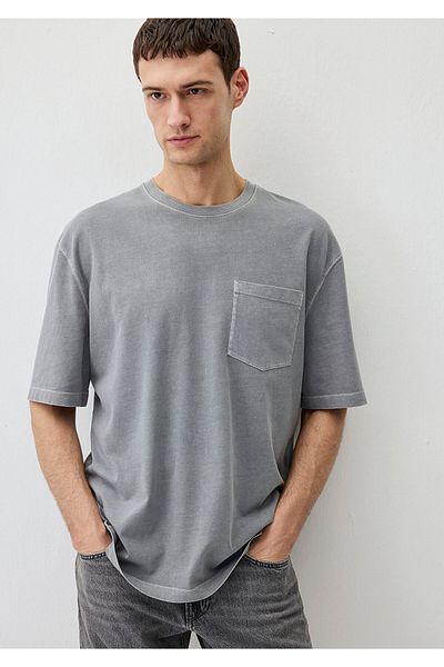 Mavi Grey T-Shirt with Pocket Detail Loose Fit / Loose Relaxed Fit 0612502 -70103