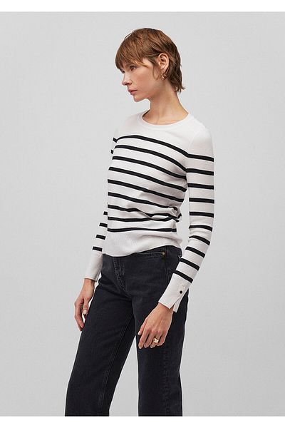 Mavi Pulover negru cu dungi cu gât crew Slim Fit / Slim Fit 1710545 -85407