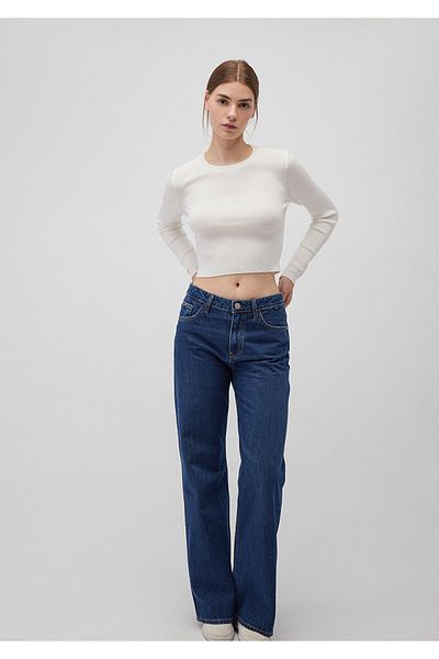 Mavi White Crop Sweater - Crew Neck, Short Cut 1710474 -70057