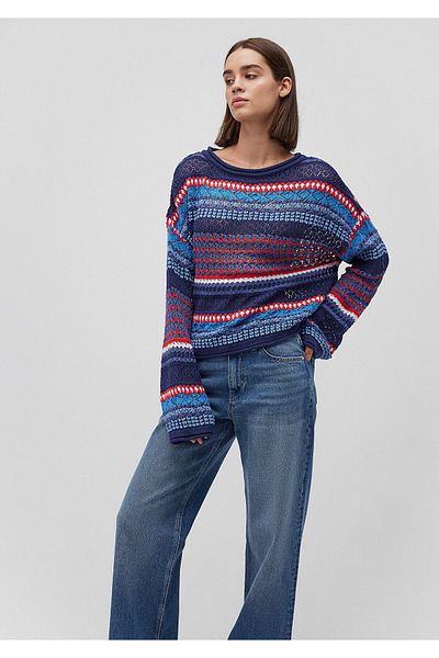 Mavi Jacquard Navy Blue Sweater Loose Fit / Loose Relaxed Cut 1710329 -70491
