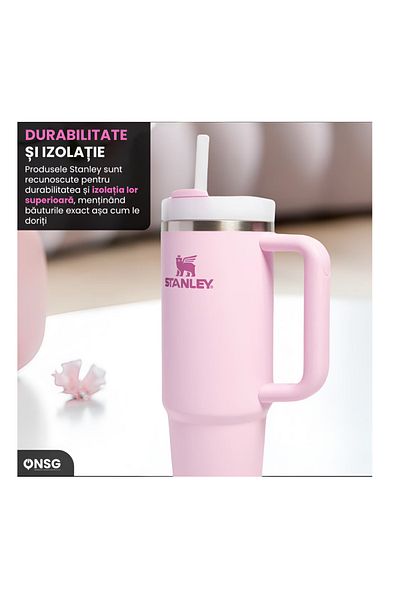 Stanley Cană termos Quencher H2.0 Flowstate, 1180 ml, oțel inoxidabil, culoare floare de cireș