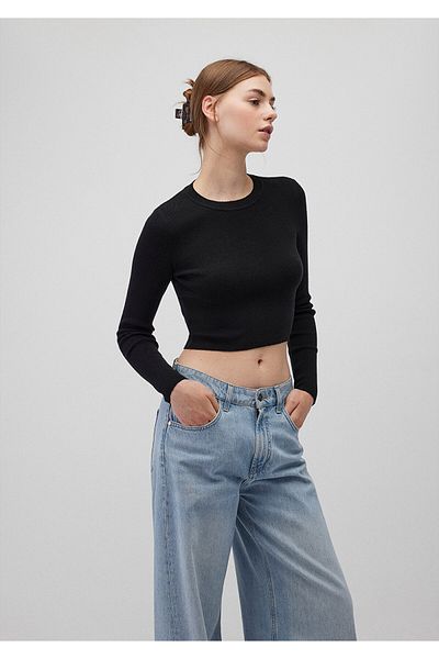 Mavi Black Crop Crew Neck Sweater - Short Cut 1710474 -900