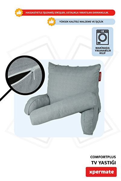 XPERMATE Tv Yastığı Kollu Yastık, Sırt Destek Yastığı, Üçgen Yastık, Bel Yastığı Antrasit Comfortplus