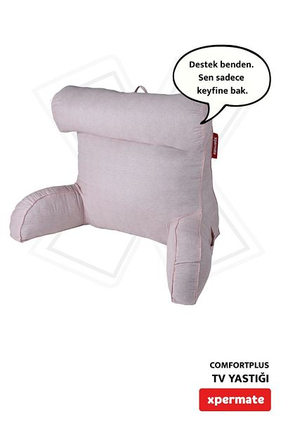 XPERMATE Pink Comfortplus Tv Pillow - Triangular Pillow with Sleeves, Back Rest, and Lumbar Support