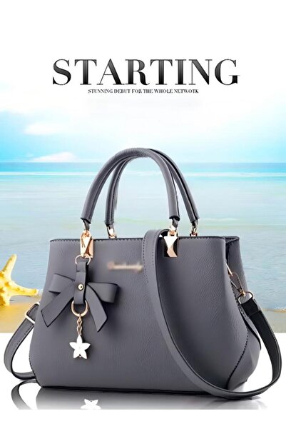 Generic Women's Fashion Handbag Faux Leather Crossbody Bag For Women Large Capacity Bow Trim Tote Bag