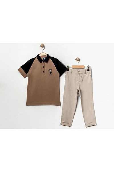 e-çocuk Polo Collar Back Embroidered Boy's Suit 60280