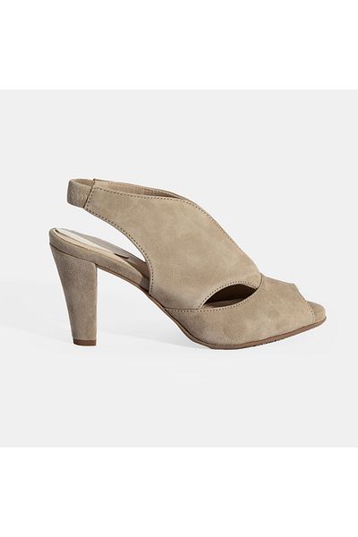 Desa Ursula Beige Women's Heeled Comfort Suede Sandals