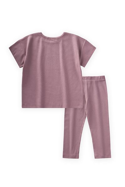 Cigit Stone Embroidered Fitted Leggings Suit 2-7 Years Lilac