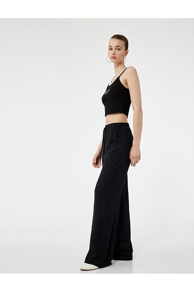 Koton Aerobin Fabric Wide Leg Waist Lace up Trousers