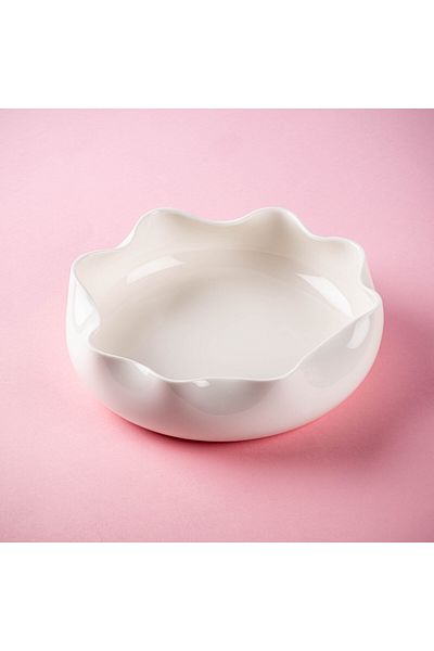 Tantitoni Wave White Porcelain Large Bowl 15.4 cm