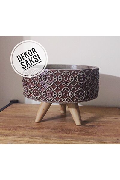 Gold Garden Beton Saksı Ayaklı Bonzai Sukulent Arajman Saksısı Çap:18cm (Ayak...