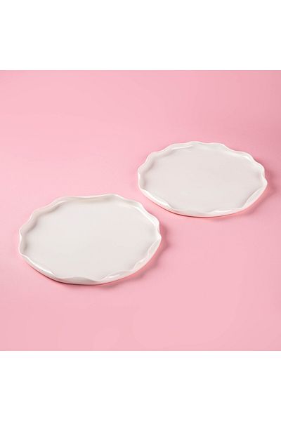 Tantitoni Wave White Porcelain 2-Piece Cake Plate 17.9 cm