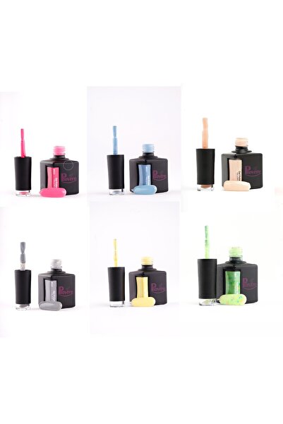 PIOVERE 6'lı Set Kalıcı Oje (pembe, Mavi, Nude, Gr,i Sarı, Pesto) 15ml