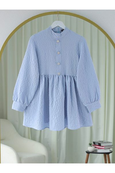 Modamorfo Tunica cu nasturi cu piatra in fata si fermoar in spate - Baby Blue