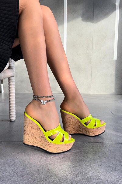 Modanizm Yellow Novvi Heeled Slippers
