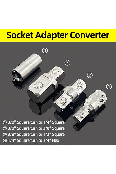 Choice A-b-c-e 4pcs Socket Adapter Converter Reducer Set 3/8 To 1/2 3/8 1/4 1/2 To 1/2 Impact Drive Ratchet