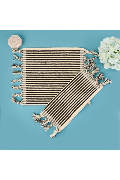 Evidea Soft Helga 2-Piece Towel Set - Ecru / Black - 30X30 cm