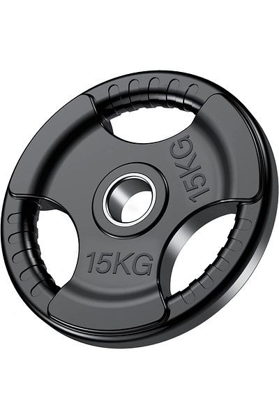 Delta Power Delta Power Fitness Olympic Weight Plates with Rubber Finish, 2" Opening and Tri-Grip Handles, 15 Kg
