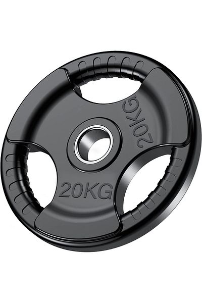 Delta Power Delta Power Fitness Olympic Weight Plates with Rubber Finish, 2" Opening and Triple Handles, 20kg