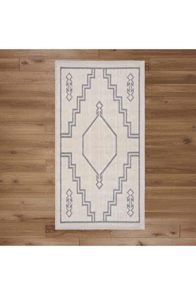 Evidea Soft Klas Dekoratif Halı - Ekru / Gri - 80x150 cm