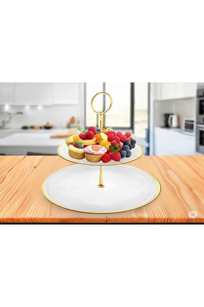Colorina Two Tier Cookie Holder with Gold Rim