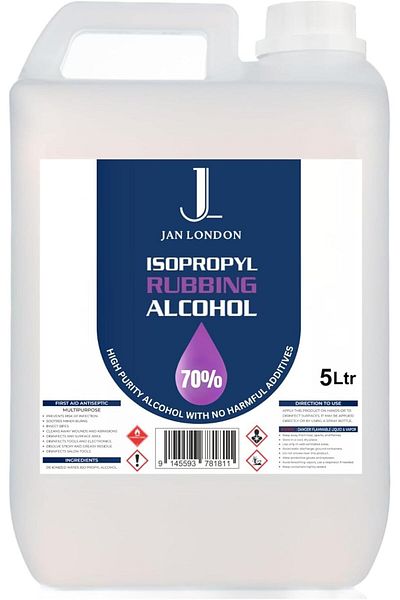 JAN LONDON Isopropyl Rubbing Alcohol 70% 5Liter | Antiseptic & Cleaner for Wounds, Surfaces & Electronics