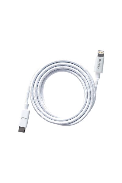 4 Berry Eco-cl Beyaz Usb-c-lightning 2 M Örgülü Kablo – 20 W Hızlı Şarj