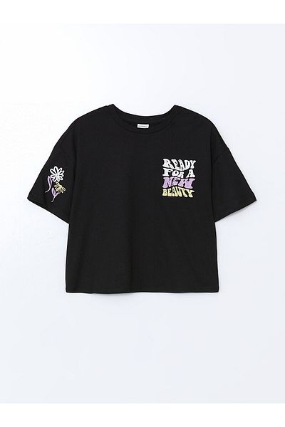 LC Waikiki Tricou pentru fetiță din bumbac pieptănat cu gât drept