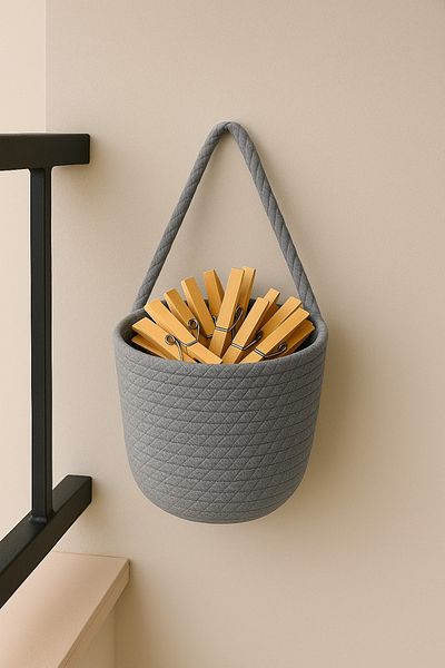 ÖRGÜM Basket Peg Basket Decorative Multi-Purpose Organizer 15X15 cm Pegs Not Included