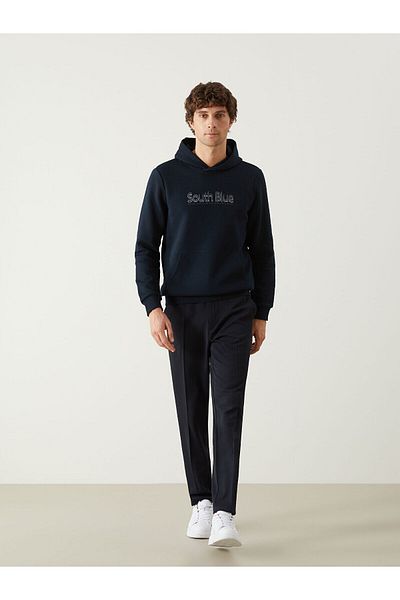 LC Waikiki Top de pijama pentru bărbați din bumbac pieptănat cu decolteu albastru
