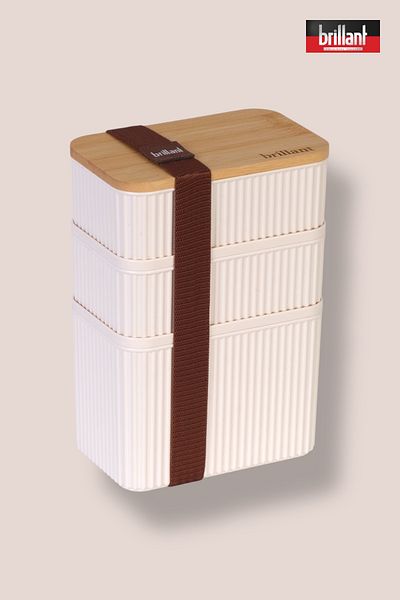 Brillant Zebra 3-Piece Bamboo Lid Lunch Box - 1 Lt 0.5 Lt 0.5 Lt - Storage Container