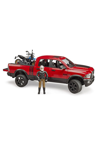 Bruder RAM 2500 Pickup si motocicleta cu figurina motociclist - Bruder 02502