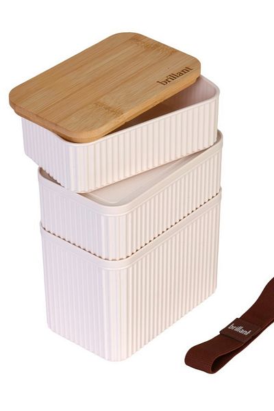 Brillant Zebra 3-Piece Bamboo Lid Lunch Box - 1 Lt 0.5 Lt 0.5 Lt - Storage Container