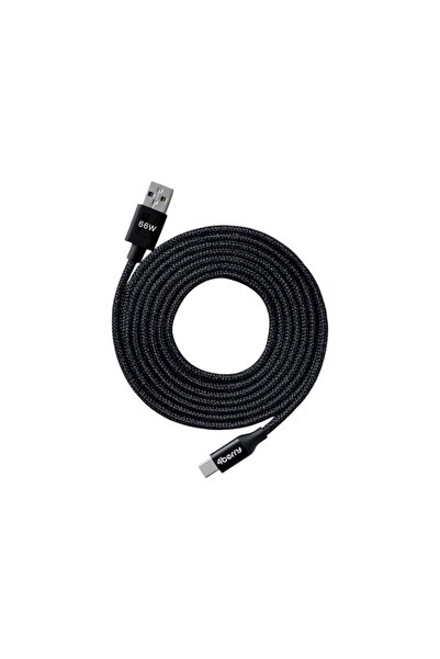 4 Berry Eco-ac Siyah Usb-a›usb-c Örgülü Kablo – 66 W Hızlı Şarj, Dayanıklı 1....