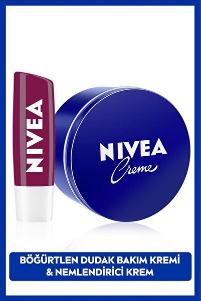 NIVEA Creme Nemlendirici 250ml Ve Nemlendirici Böğürtlen Renkli Dudak Bakım K...